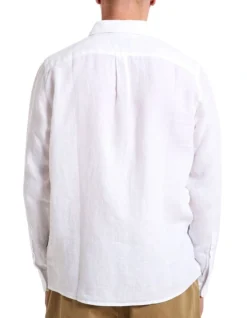 Linen Long Sleeve Shirt White -Men's Fashion 731258110 2 720x928