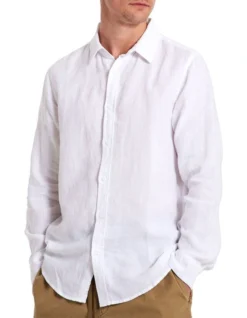 Linen Long Sleeve Shirt White -Men's Fashion 731258110 4 720x928