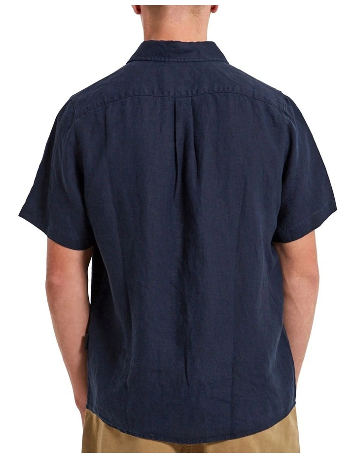 Linen Short Sleeve Shirt Navy 4 Linen Short Sleeve Shirt Navy - Image 2