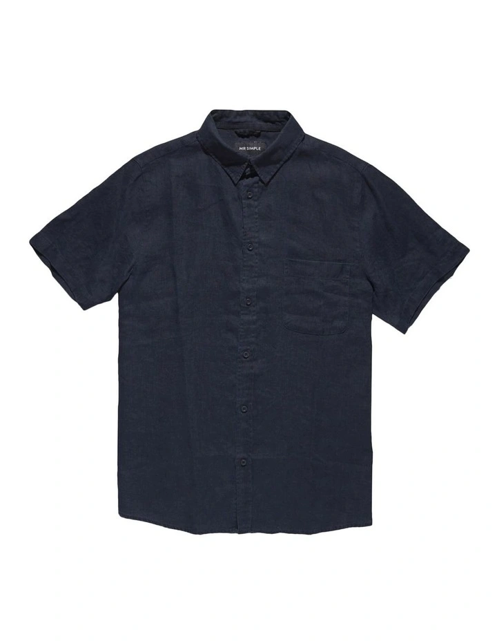 Linen Short Sleeve Shirt Navy 7 Linen Short Sleeve Shirt Navy - Image 5