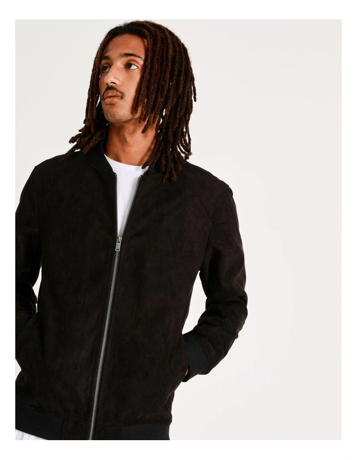 Travis Sueded Bomber Jacket Black 4 Travis Sueded Bomber Jacket Black - Image 2