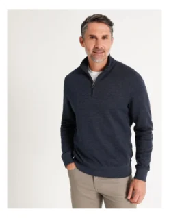 Bloomsbury Quarter Zip Sweat Navy -Men's Fashion 748216450 5 720x928