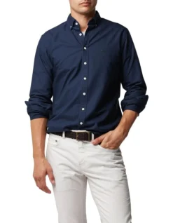 Gunn Oxford Sports Fit Shirt Navy