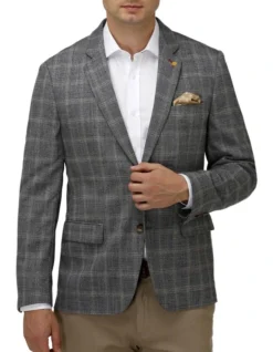 Brooksfield Stretch Textured Window Pane Blazer