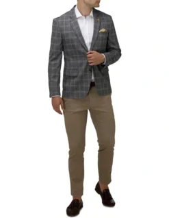 Brooksfield Stretch Textured Window Pane Blazer -Men's Fashion 777419830 5 720x928