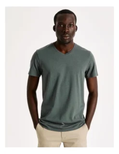 Tenerife V-Neck Tee In Khaki -Men's Fashion 780086440 5 2 720x928