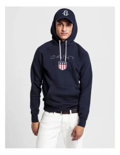 Gant Shield Sweat Hoodie In Navy