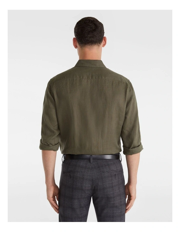 West Hampton Linen Long Sleeve Shirt In Khaki 4 West Hampton Linen Long Sleeve Shirt In Khaki - Image 2