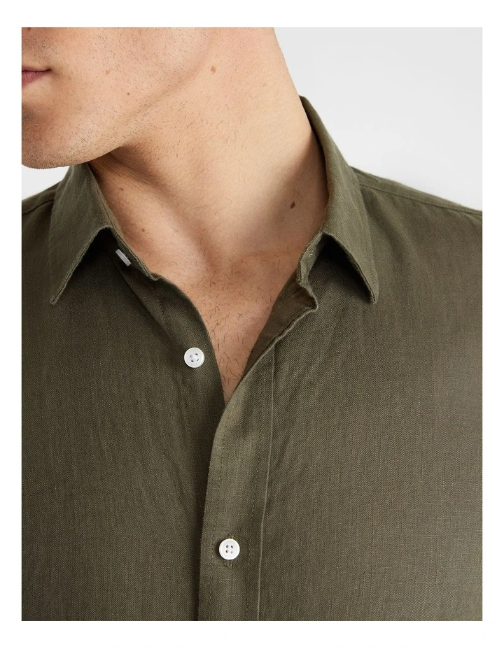 West Hampton Linen Long Sleeve Shirt In Khaki 5 West Hampton Linen Long Sleeve Shirt In Khaki - Image 3