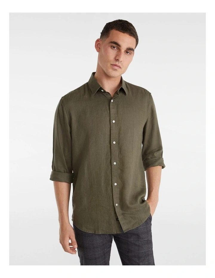 West Hampton Linen Long Sleeve Shirt In Khaki 6 West Hampton Linen Long Sleeve Shirt In Khaki - Image 4