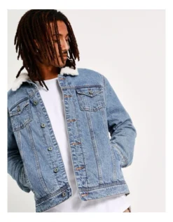 Garrett Denim Sherpa Jacket Blue