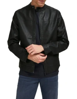 Jack & Jones Warner Faux Leather Jacket Black -Men's Fashion 814477690 4 720x928
