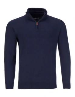 Cotton Cashmere Quarter Zip Knit Navy -Men's Fashion 824420080 3 720x928