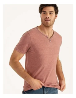 Hudson Short Sleeve Henley Red