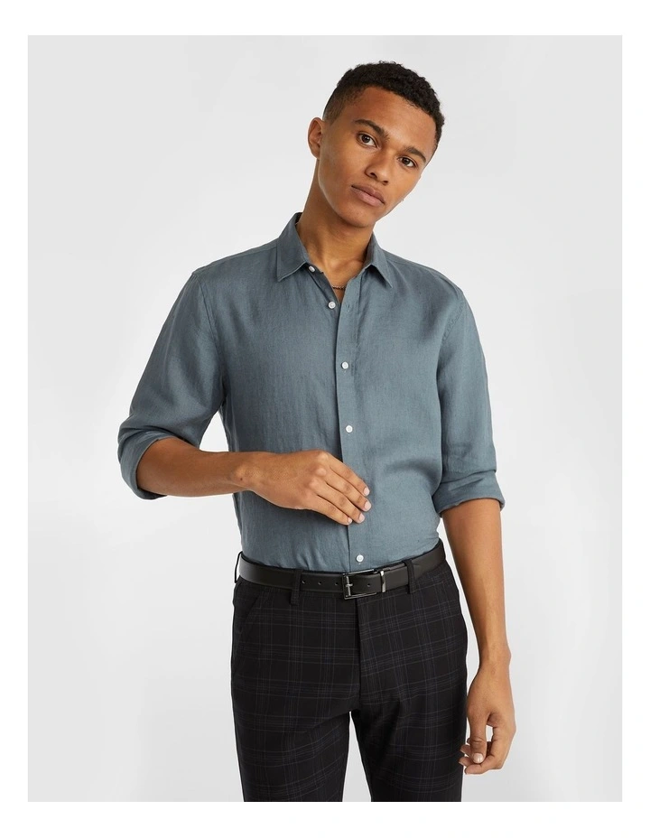 West Hampton Pure Linen Long Sleeve Shirt Teal 3 West Hampton Pure Linen Long Sleeve Shirt Teal