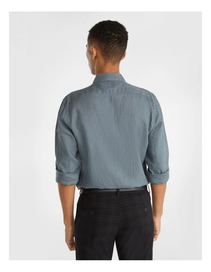 West Hampton Pure Linen Long Sleeve Shirt Teal 4 West Hampton Pure Linen Long Sleeve Shirt Teal - Image 2