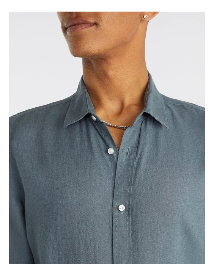 West Hampton Pure Linen Long Sleeve Shirt Teal 5 West Hampton Pure Linen Long Sleeve Shirt Teal - Image 3