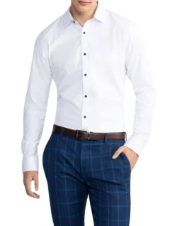 Heart Textured Slim Shirt White