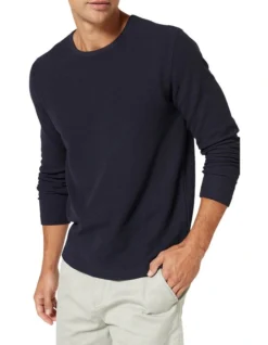 Waffle Knit Sweat Top Navy 10 Waffle Knit Sweat Top Navy -Men's Fashion 848793070 4 720x928