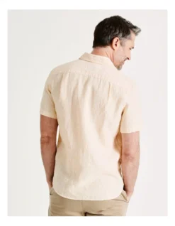 Kristofferson Linen Pin Stripe Short Sleeve Shirt In Yellow -Men's Fashion 857824570 7 1 720x928