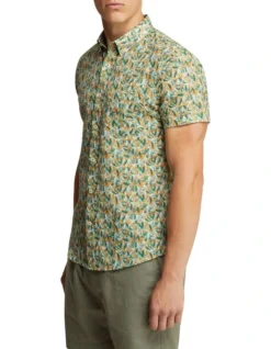 Oxford Tottenham Linen Cotton Print Short Sleeve Shirt Orange/Green 9 Oxford Tottenham Linen Cotton Print Short Sleeve Shirt Orange/Green -Men's Fashion 863153380 2 720x928