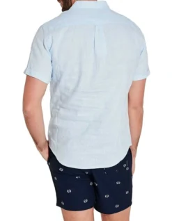 Short Sleeve Sky Blue Linen Shirt -Men's Fashion 869608180 4 720x928