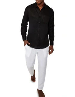 Long Sleeve Black Linen Shirt