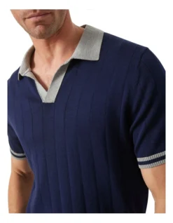 Fitzroy Flat Rib Knit Polo Navy -Men's Fashion 872457940 872438320 4 720x928
