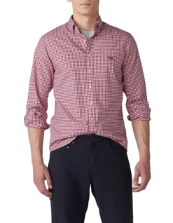 Gunn Check Oxford Sports Fit Shirt Claret