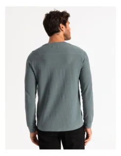 Demarchi Long Sleeve Waffle Crew Tee Blue -Men's Fashion 878716540 6 720x928