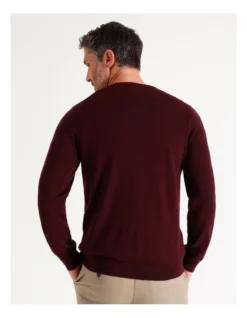 Australian Merino V-Neck Knit In Burgundy -Men's Fashion 879843070 6 720x928
