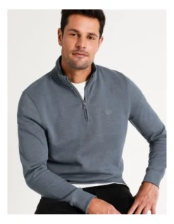 Bloomsbury Quarter Zip Sweater Smoke Blue