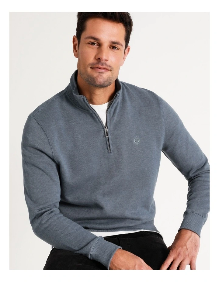 Bloomsbury Quarter Zip Sweater Smoke Blue 3 Bloomsbury Quarter Zip Sweater Smoke Blue