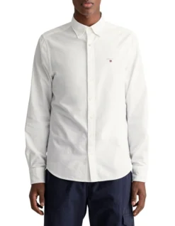 Gant The Oxford Slim Broadcloth Long Sleeve Shirt White