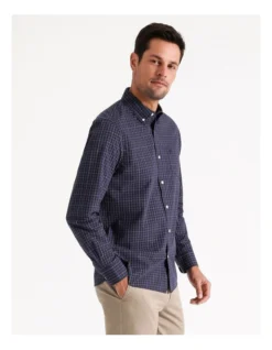 Bowie Check Long Sleeve Shirt In Navy