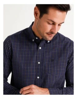 Bowie Check Long Sleeve Shirt In Navy -Men's Fashion 882553240 4 720x928