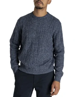 Crewneck Cable Knit In Blue
