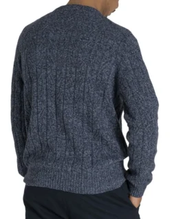 Crewneck Cable Knit In Blue -Men's Fashion 883059400 883051030 3 720x928