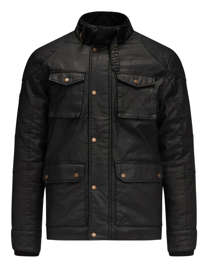 Wax Effect Jacket In Black 5 Wax Effect Jacket In Black - Image 3