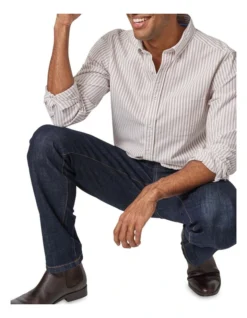 Jude Long Sleeve Stripe Shirt Chocolate -Men's Fashion 890978680 4 720x928