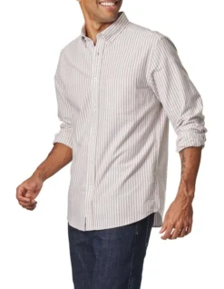 Jude Long Sleeve Stripe Shirt Chocolate -Men's Fashion 890978680 5 720x928