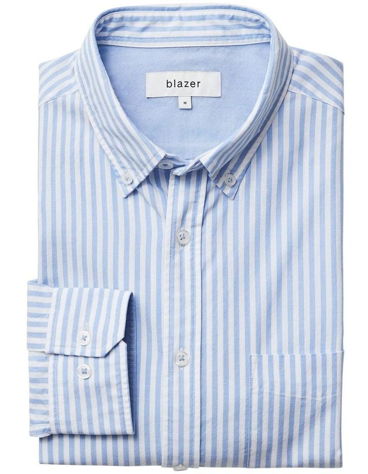 Jude Long Sleeve Stripe Shirt Blue 7 Jude Long Sleeve Stripe Shirt Blue - Image 5