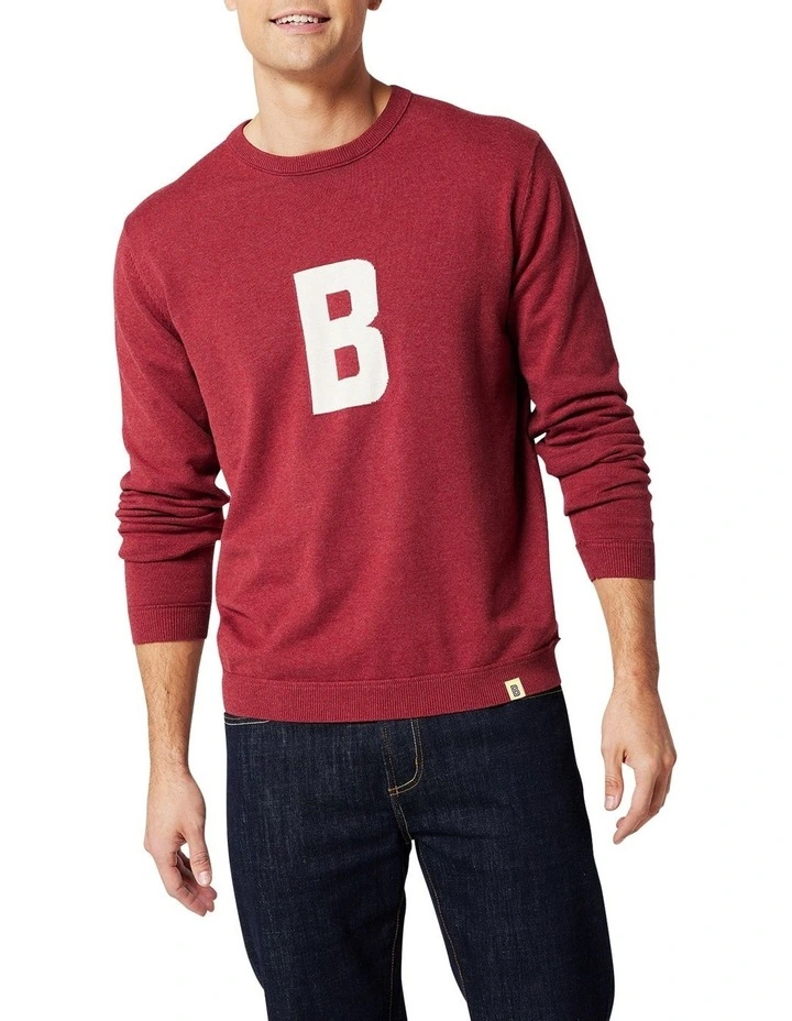 B Cotton Crew Neck In Red 3 B Cotton Crew Neck In Red