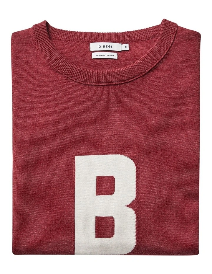 B Cotton Crew Neck In Red 6 B Cotton Crew Neck In Red - Image 4