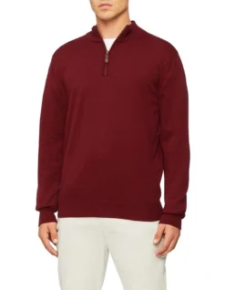 Van Heusen Zip Neck Knit Bloodstone