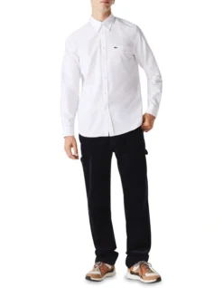 Lacoste Long Sleeve Regular Fit Oxford Shirt White