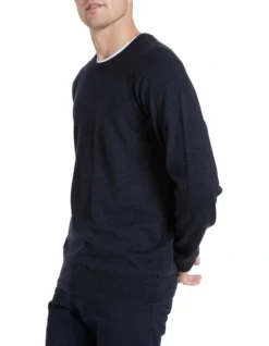 Max Merino Crew In Blue/Black