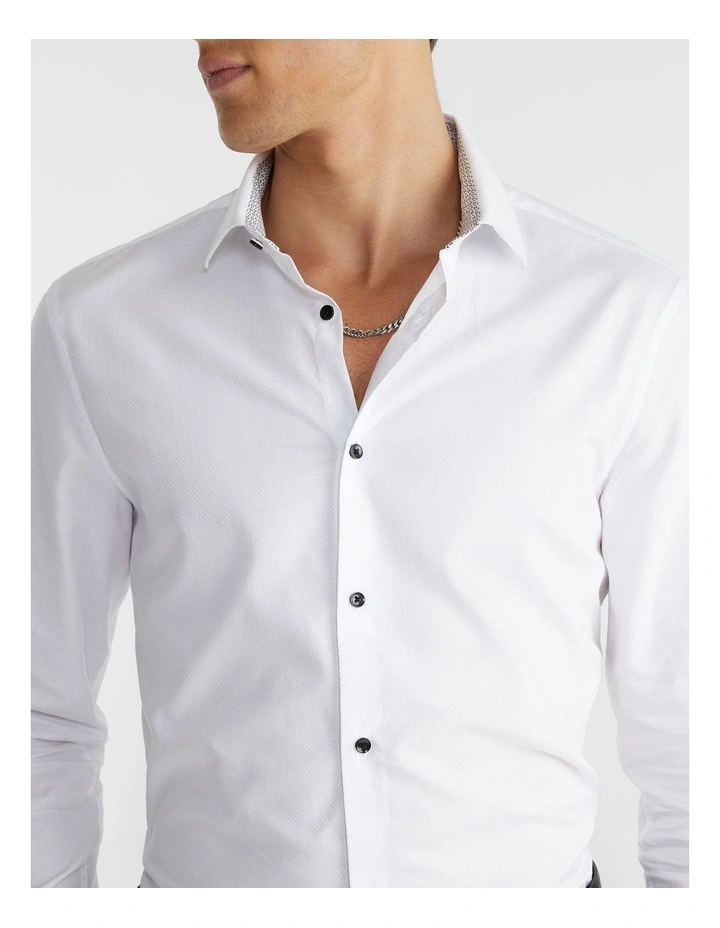 Teddy Textured Dress Shirt White 5 Teddy Textured Dress Shirt White - Image 3