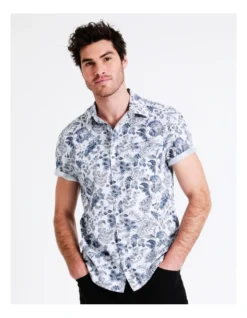 Kalanchoe Floral Print Short Sleeve Shirt In White -Men's Fashion 899219890 7 720x928