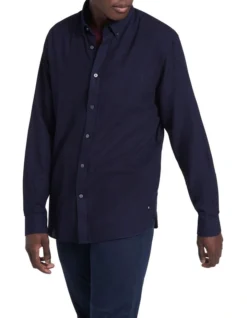 Dobby Long Sleeve Shirt In Indigo